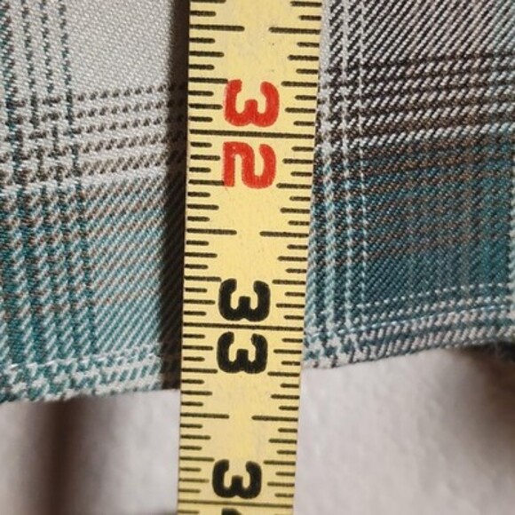 Dixxon Flannel Shirt Mens 2XL Teal Brown Plaid Hollow Point Western Long Sleeve - Picture 10 of 11